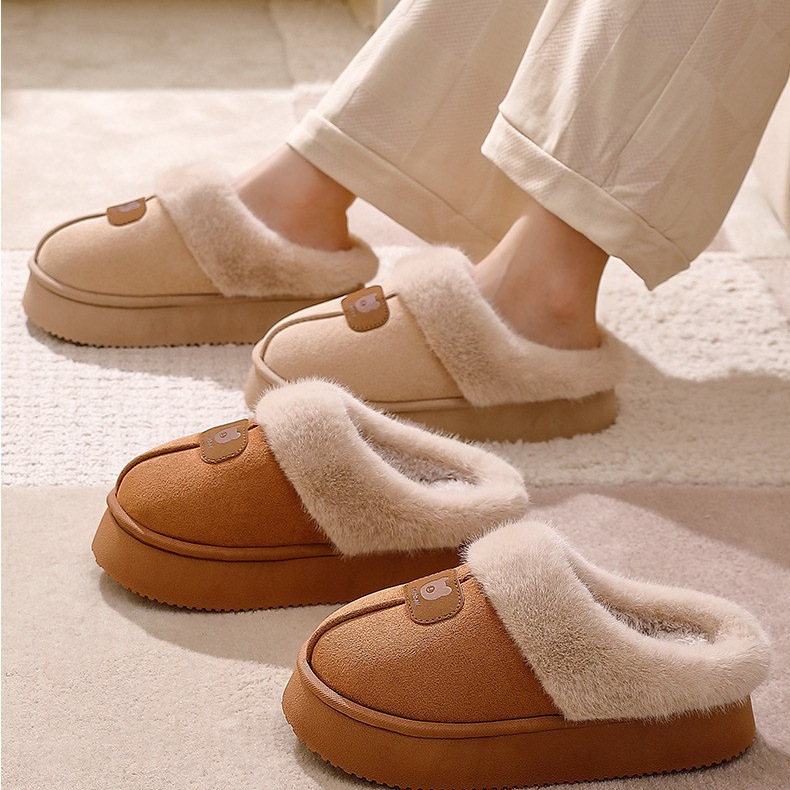 Half-Pack Cotton Shoes for Women, Winter 2025 New Snow Boots for Outer Wear, Non-Slip Fleece-Lined, Thick-Soled Cotton Slippers for Women