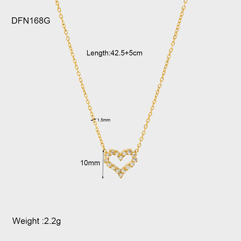 PVD Coated Gold Plating Process 18K Real Gold Plated Plating Material Wholesale Jewelry IG Style Simple Style Heart Shape 304 Stainless Steel 16K Gold Plated Plating Pendant Necklace Cable Chain