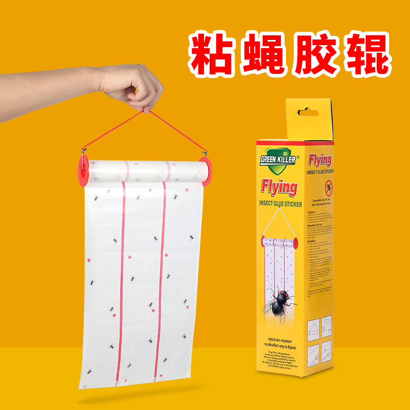 外贸英文出口粘蝇胶辊强力苍蝇胶家用灭蝇卷抗紫外线UVC08胶
