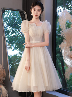 Certificate Registration Small Evening Dress Can Be Worn at Ordinary Times, Accessible Luxury and Accessible Luxury French Style Petite Foreign Binding Wedding Dress for Women