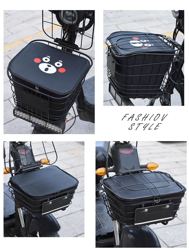 Cesta de automóvil eléctrico carcasa delantera bolsa colgante a prueba de lluvia gruesa cesta interna bolsa de almacenamiento de bicicleta cesta de batería