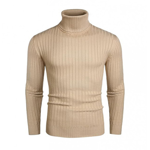 Fall/Winter Men's Turtleneck Sweater, Men's Thickened Vertical-Striped Base Layer, Korean-style Pullover Thermal Knitwear