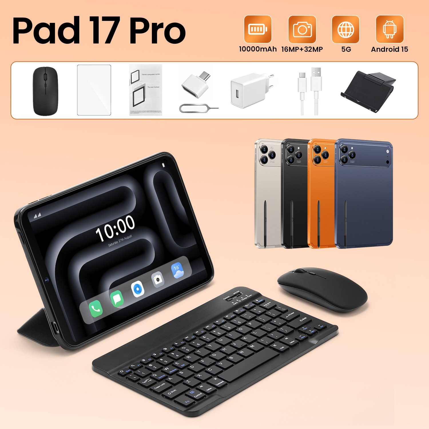 新款Pad 17 Pro跨境平板10.1寸4+64GB八核芯片4G外贸平板源头工厂