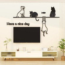 亚克力3D立体墙体可爱猫咪简笔画墙贴卧室客厅背景墙装饰贴画ET27