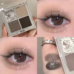 Instagram Grey Olive Green Four-Color Eyeshadow Palette, Four Seasons Smoke and Grain Daily Commute Earth Tones Whitening Cross-Border