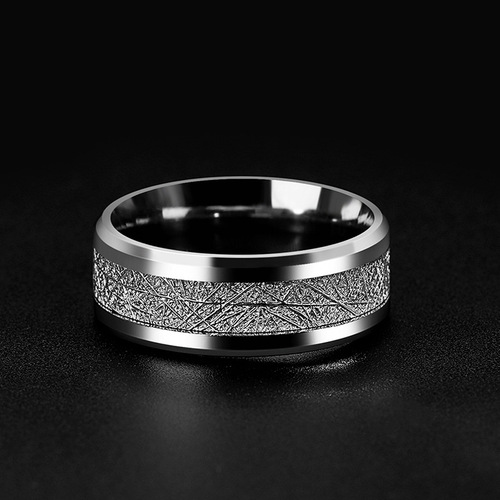 European and American cross-border temperament trendy titanium steel ring men's rime pattern epoxy stainless steel ring manufacturer wholesale