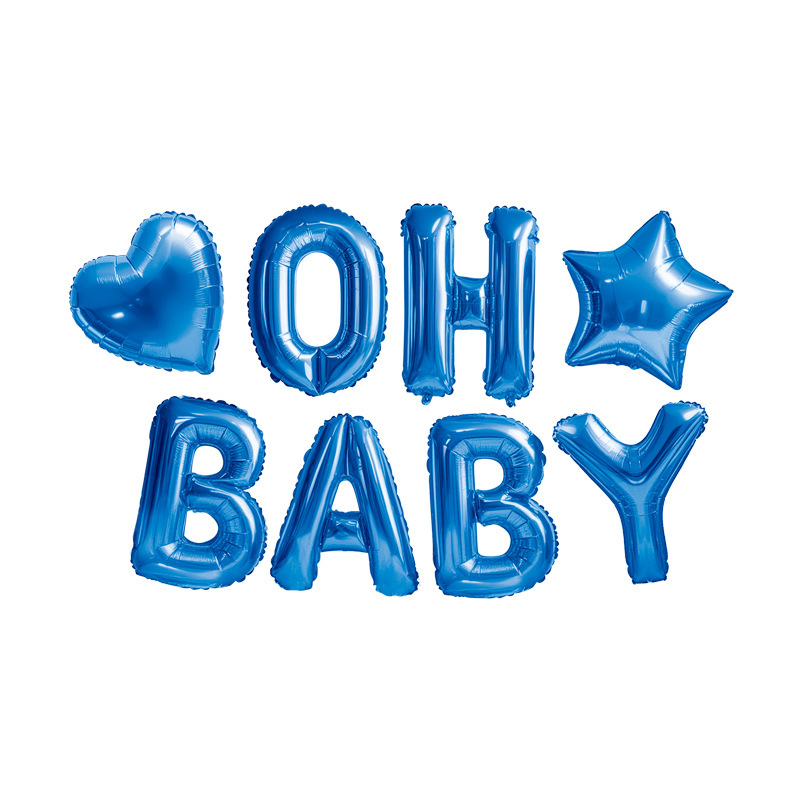 新款ins风16寸美版瘦体复古奶油白OH BABY字母生日装饰气球套餐|undefined
