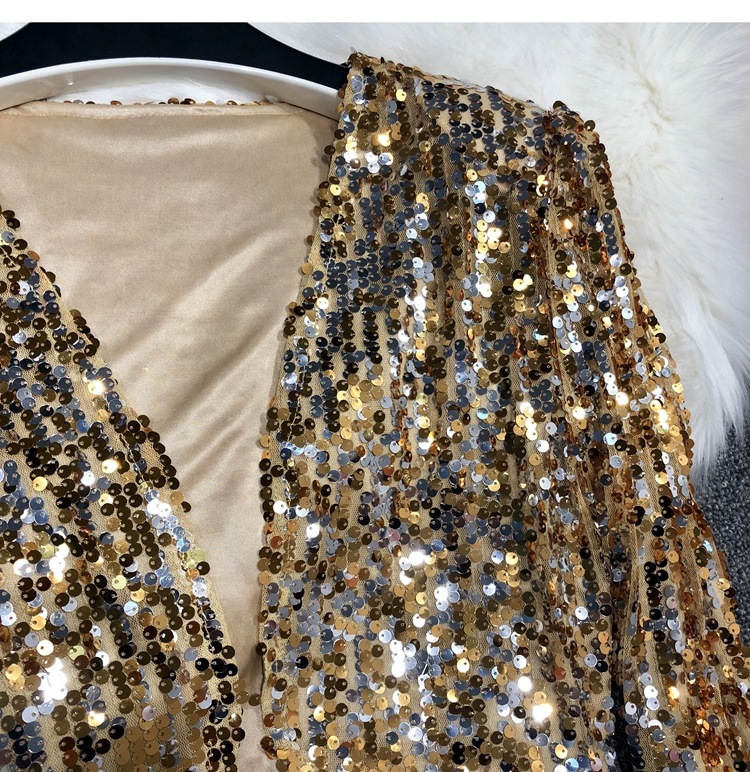 Placket Placket Type Women's Coat Long Sleeve Blazers Sequins Streetwear Solid Color