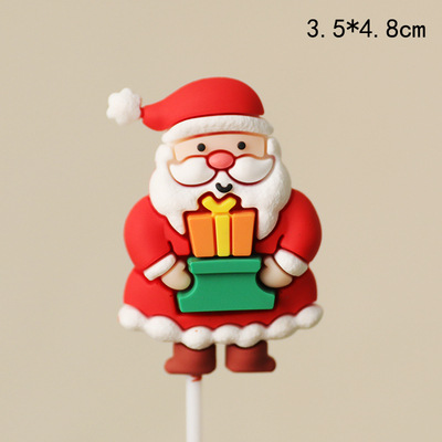 2024 decoración de pastel de Navidad árbol de Navidad anillo de césped pegamento suave Santa Claus decoración de copo de nieve plug-in de Navidad