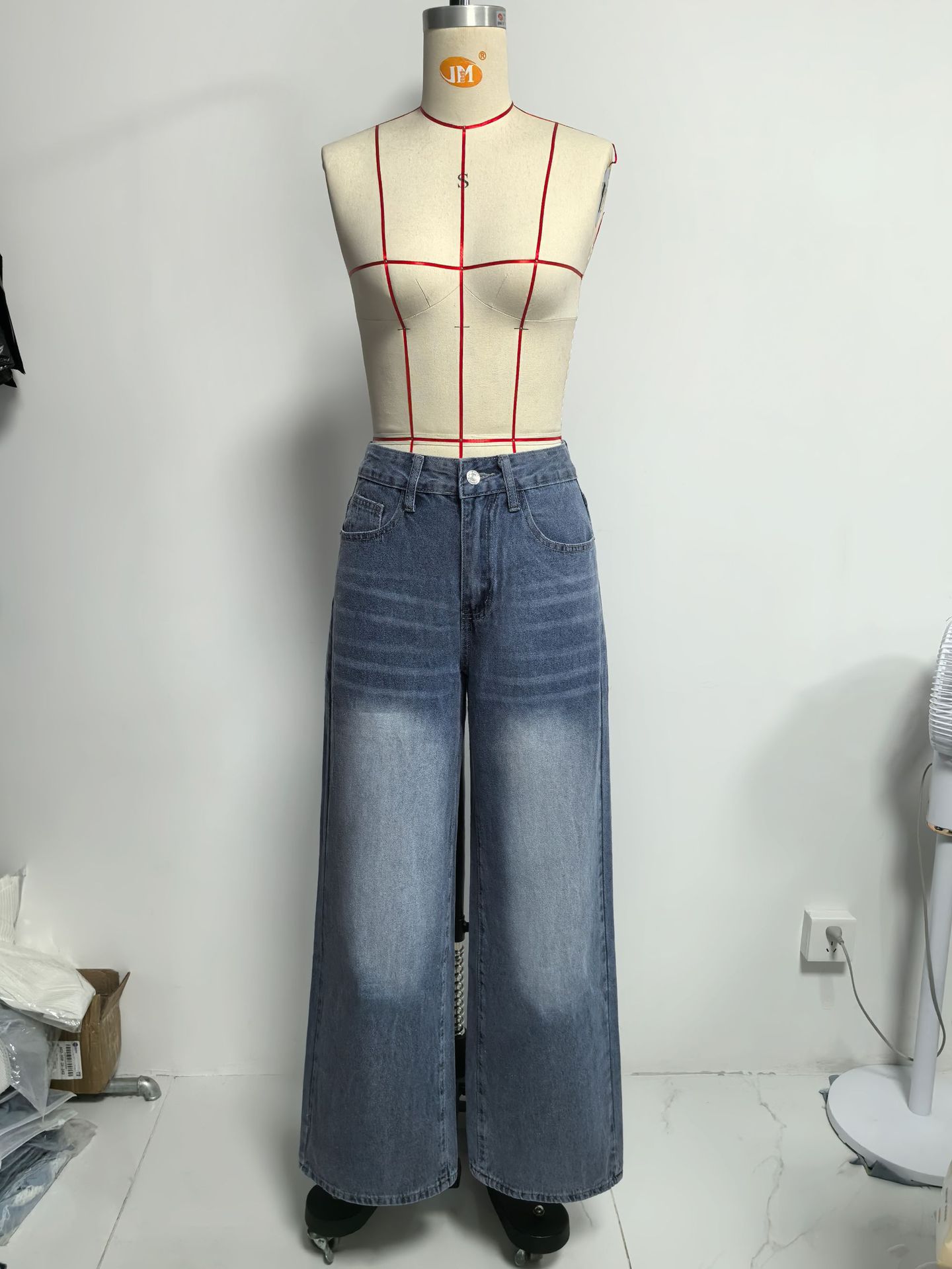 Women's Clothing Retro Washed Heart Back Pocket Wide Leg Jeans Loose Fit Sexy Women's Denim Fashion Style_ecoleips.com