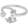 Sophisticated ring from pearl, fashionable adjustable zirconium flower-shaped, Korean style, light luxury style, on index finger