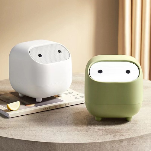 Self-designed ninja desktop small wastebasket cross-border contrasting color mini cute double-layer push-type small trash can