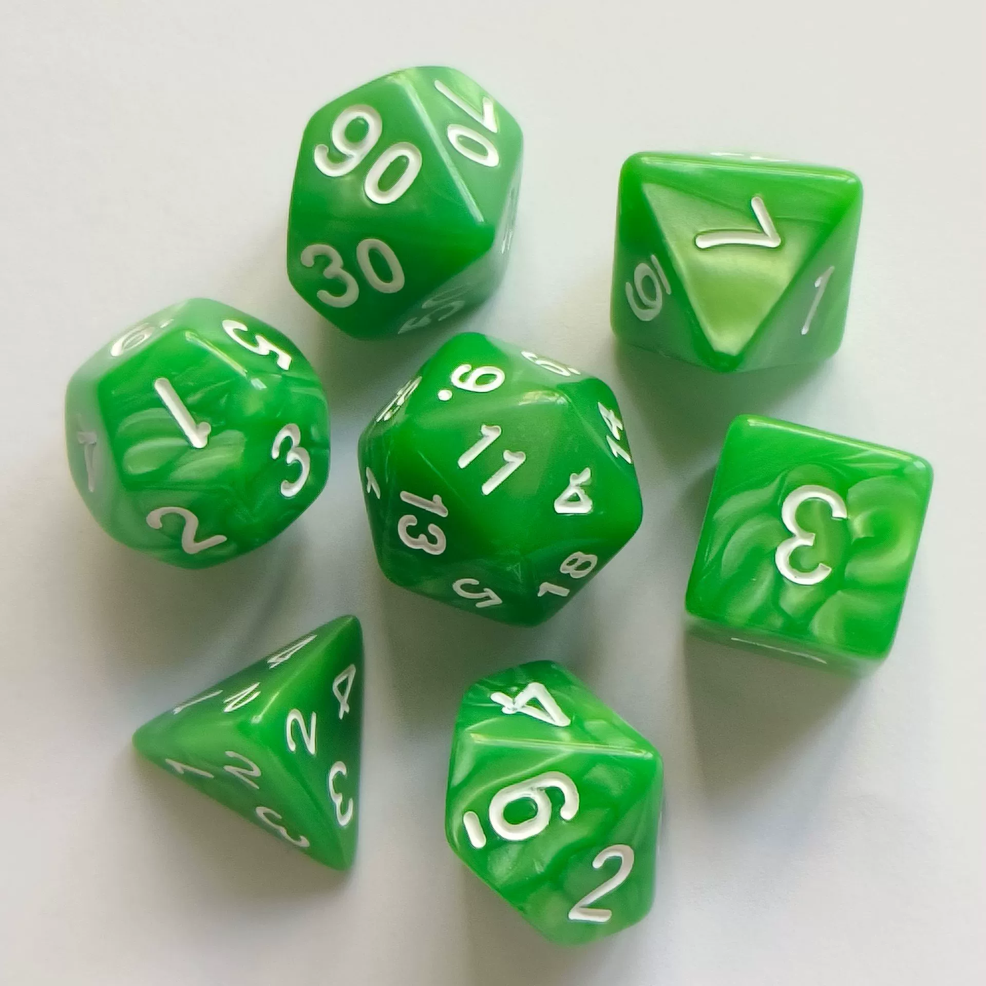 Granules from pearl, set, digital dice