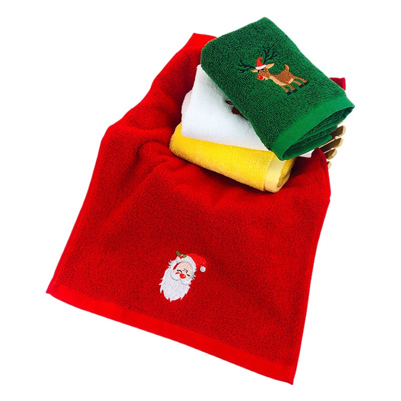 Pure Cotton Christmas kitchen towel suit embroidery Christmas logo bathroom hand towel foreign trade Halloween towel customization