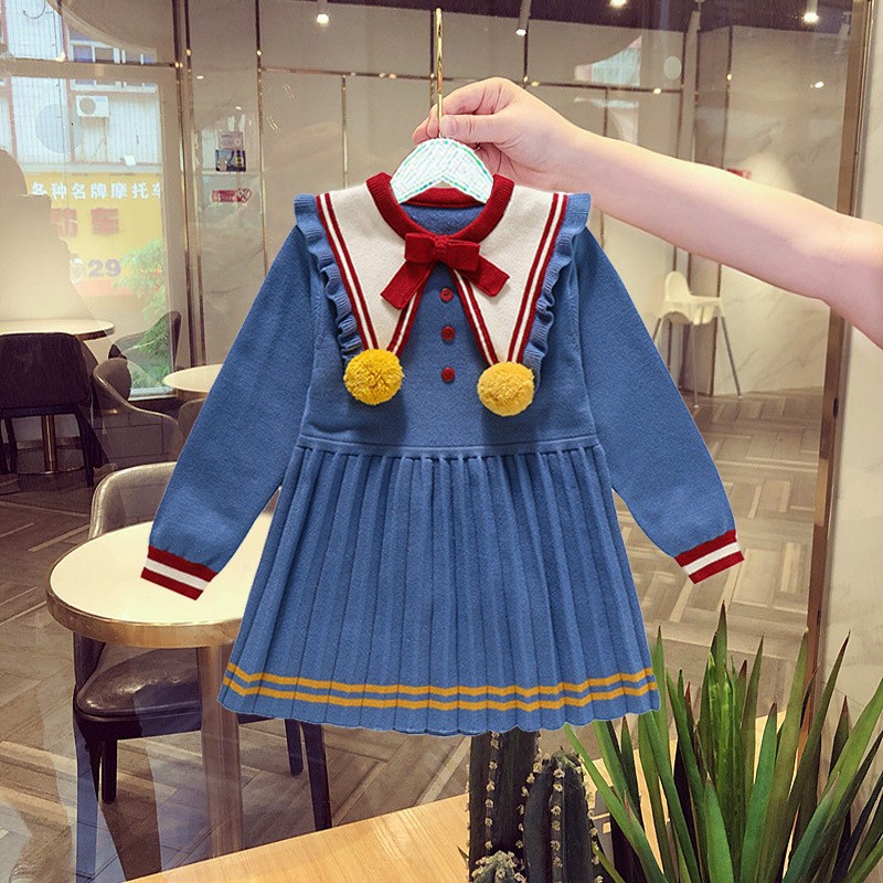 Mädchen Frühling und Herbst Gestrickte 2023 Neue Internet Beliebte kinder Modische Prinzessin Kleid Baby Pullover_voghion.com