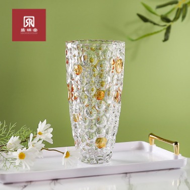 Sheng Ruitang oro checo cristal de vidrio ornamentos jarrón de alta calidad mesa de comedor de lujo sala de estar arreglos de flores hidropónicas 25cm