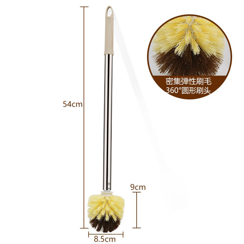 Cepillo de inodoro de cabeza redonda cepillo de inodoro cepillo de limpieza urinario cepillo de madera mango largo aseo cepillo de aseo cepillo cuadrado