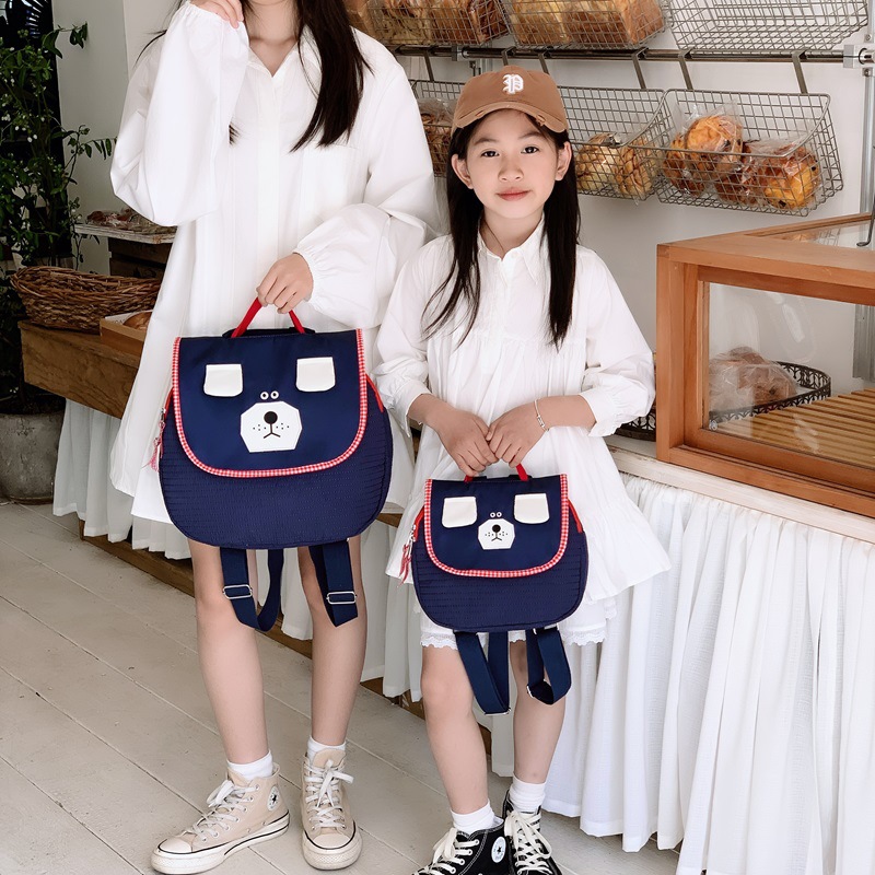 Ins-wind coreano color contraste mochila infantil niños niños niños niñas lindos caricaturas perros mochila infantil mochila bebé