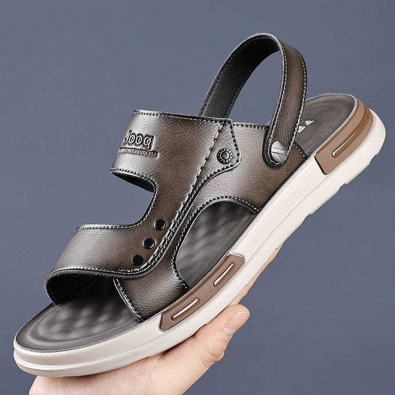 Dép sandal nam hở ngón đế mềm thoáng khí đi biển — 55199 Màu đen, 55199 màu xám