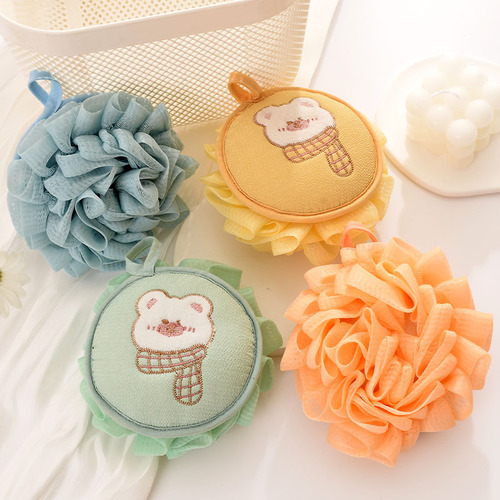 Scarf Bear Large Cartoon Bath Ball, Rich Foam, Soft Massage Ball, Bath Supplies, Non-Dispersing Bath Ball