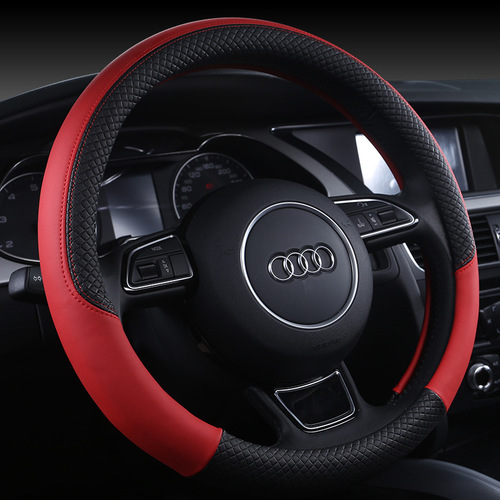 Car accessory stylish patchwork cartoon four seasons available steering wheel cover multi-color leather steering wheel cover