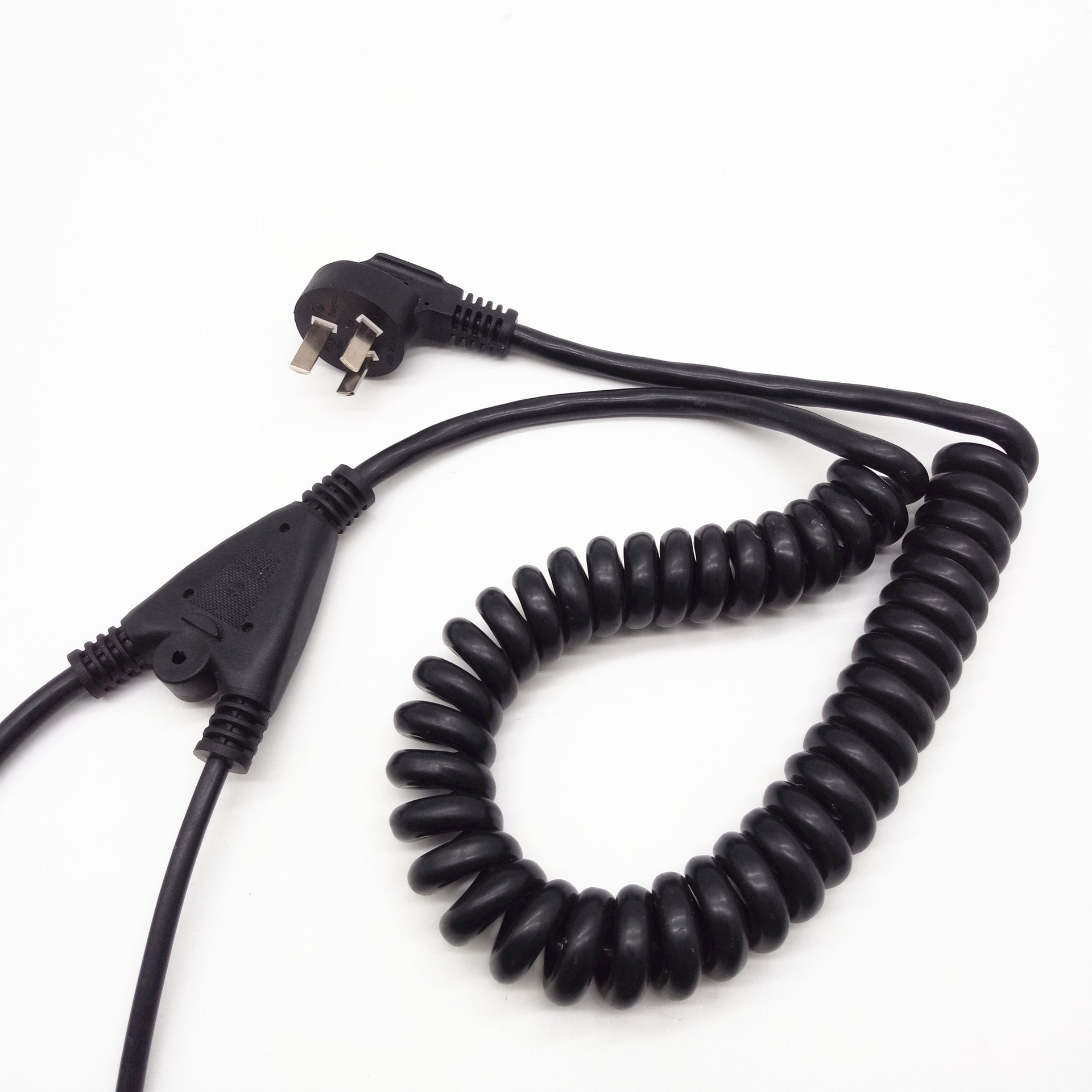 供应Y型三通一分二弹簧线 国标一拖二一拖三品字尾梅花尾电源线