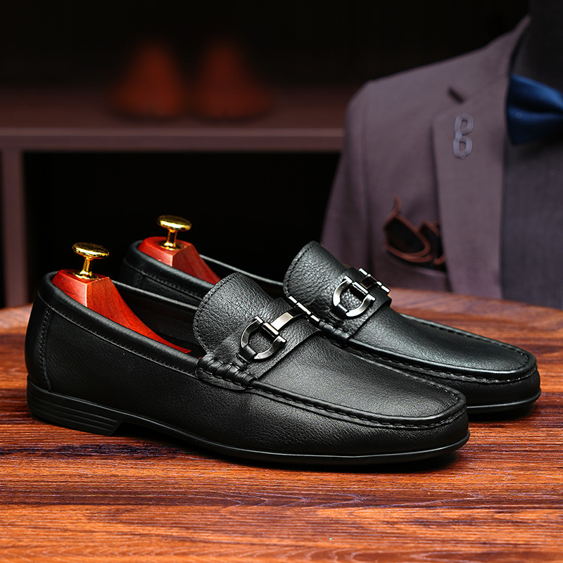Loafers men's 2024 New genuine leather loafers lightweight breathable leather shoes British style slip-on casual men's shoes