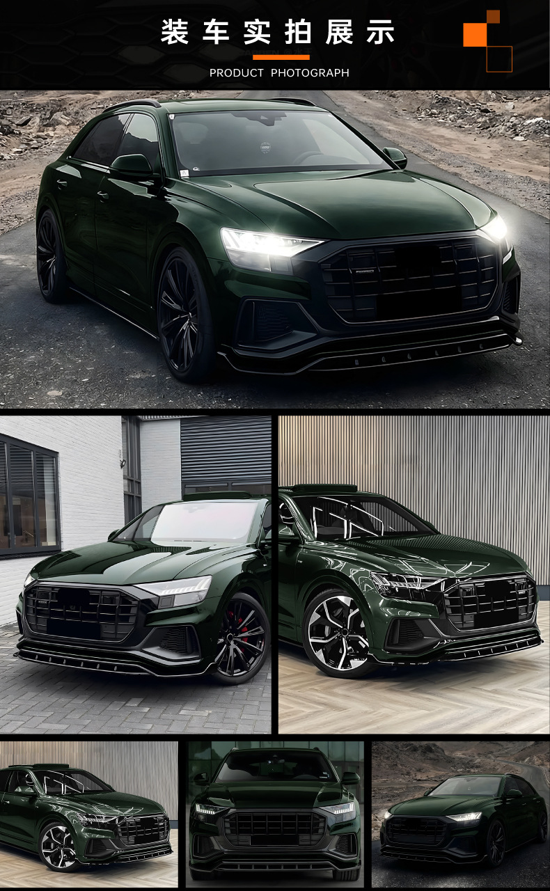 Suitable for Audi Q8 Sq8 4m 2019-2023 Early Model Black Warrior Front Lip Front Spoiler Surround Modification