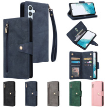 适用三星A16铆钉扣拉链皮套A05S插卡钱包A15手机套A54多卡保护套