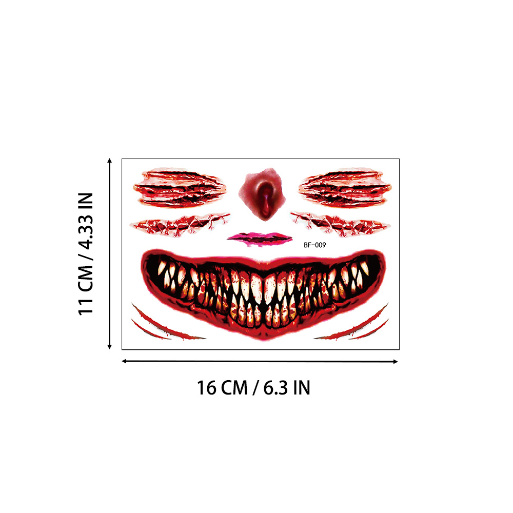 Tatuajes Temporales de Cicatrices de Halloween de Papel de Transferencia de Agua, Luminoso, Impermeable