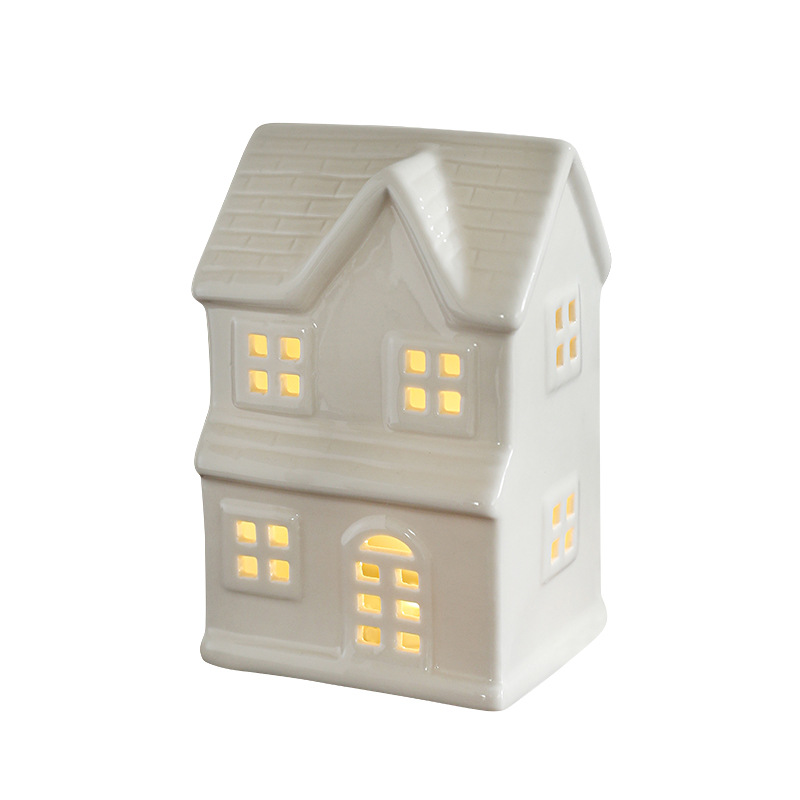 Cerámica transfronteriza de navidad con lámparas decoraciones de la casa pequeña nórdica casas de luces navideñas decoraciones navideñas