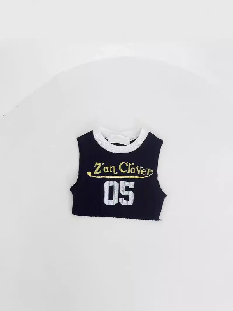 Chaleco de bebé de 25 años de edad, camiseta de algodón puro de estilo coreano con cuello redondo y letras, top versátil