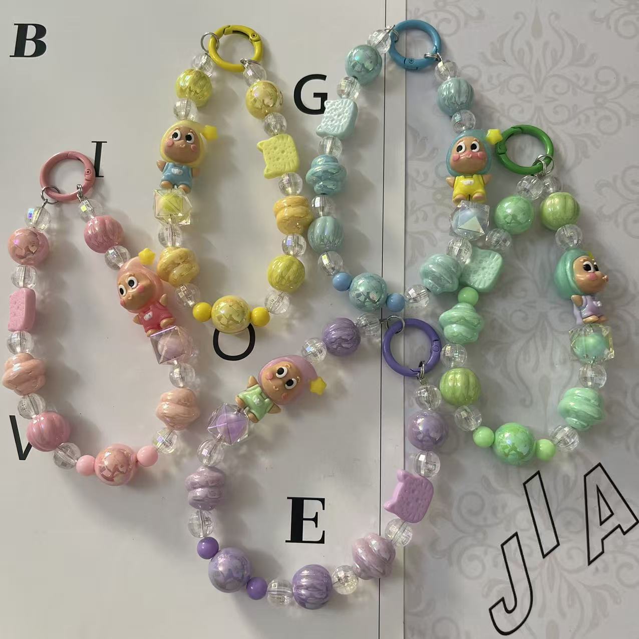 New Cartoon Star Man Mobile Phone Chain Doll Electroplated Beaded Keychain Accessories Bag Pendant Small Gift Wholesale