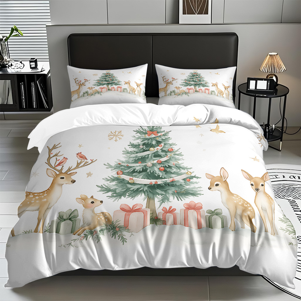 Textiles caseros transfronterizos patrón navideño suave polirido quilt kit de impresión digital HD TEMU / JIT