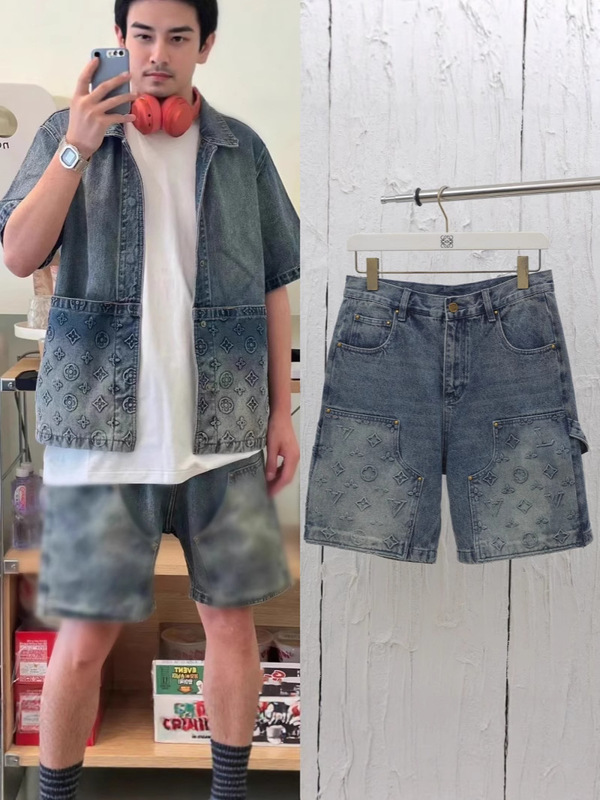天井品質 25SS トレンド新作 V ホーム クラシック ワークウェア デニム ショートパンツ 男女兼用 シンプル ジーンズ|undefined