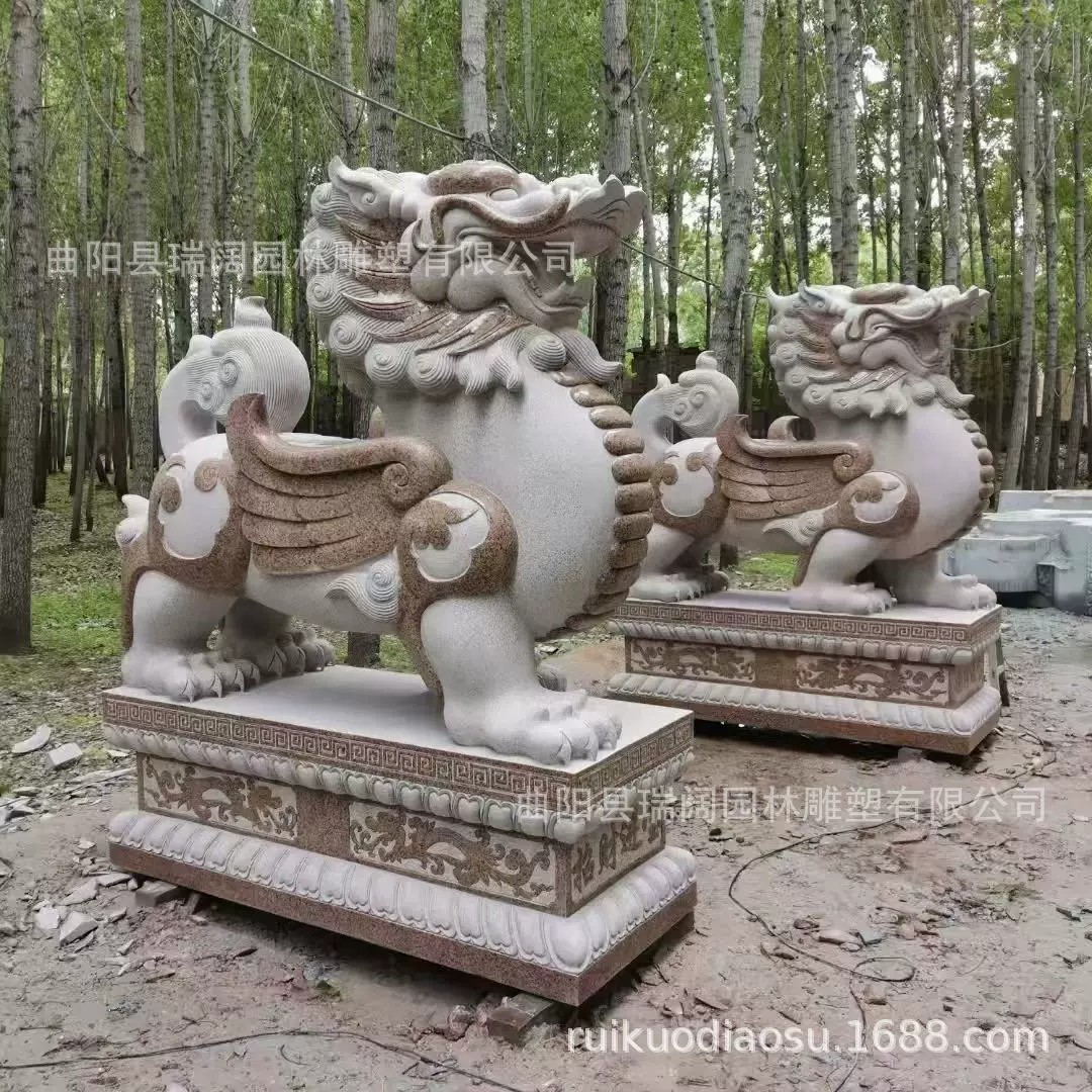 大型石头貔貅一对公司庭院大门看门青石花岗岩石雕摆件雕刻天然石