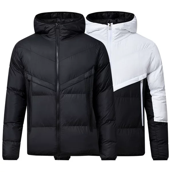 Cross-border wholesale hooded cotton jacket for men, 2026 new winter thickened coat, men's cotton-padded jacket, trendy brand autumn and winter color-blocked cotton clothing