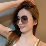 厂家现货供应太阳眼镜2024新款时尚女士无框切边防紫外线网红墨镜