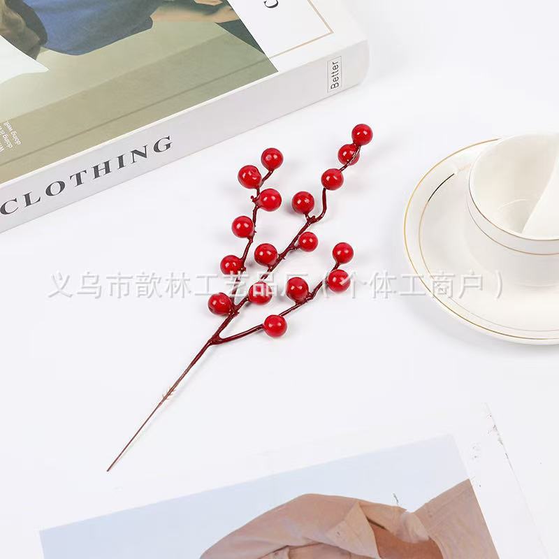 Ramas de Frutos Rojos Artificiales Plástico y PU para Bodas y Decoración del Hogar image 22