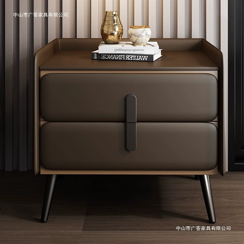 Прикроватная тумбочка, элитная, легкая, роскошная, простая, из цельного дерева, домашняя, кожаная, современная, для спальни, шкаф для хранения, установка, прикроватная тумбочка
