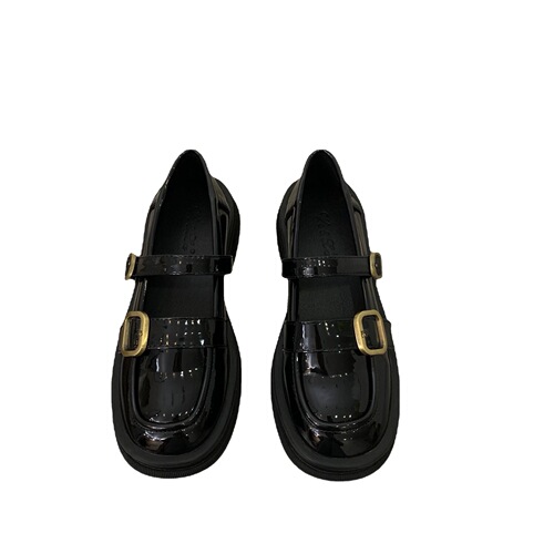 Ve&La Thick Sole British Style Small Leather Shoes Women's Shoes  Spring Retro Square Toe Mary Jane Loafers