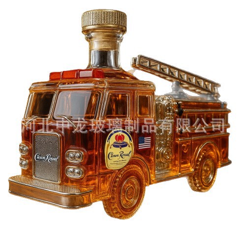 消防車の形をした独立したステーションの売れ筋製品ウイスキーボトルワインセット工場直送ガラスワインボトル|undefined