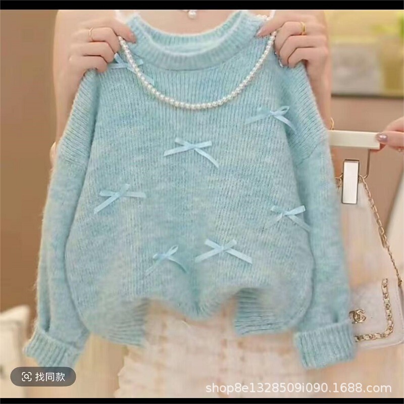女童蝴蝶结套装裙子春秋2025新款儿童毛衣打底衫蛋糕裙甜美超好看|undefined