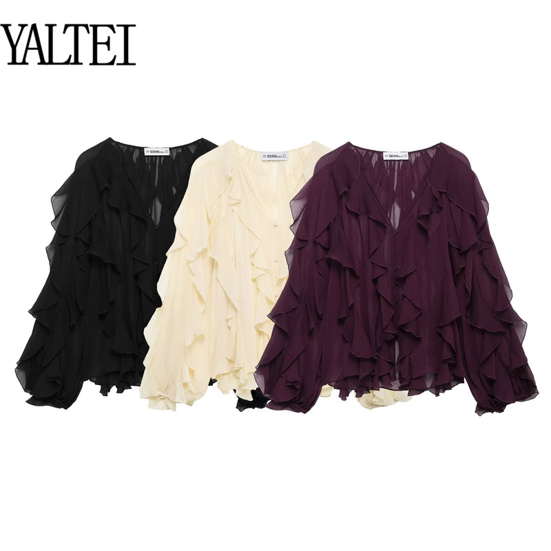 YALTEI spring new women's European and American style French fashion design laminated decorative shirt 4786063