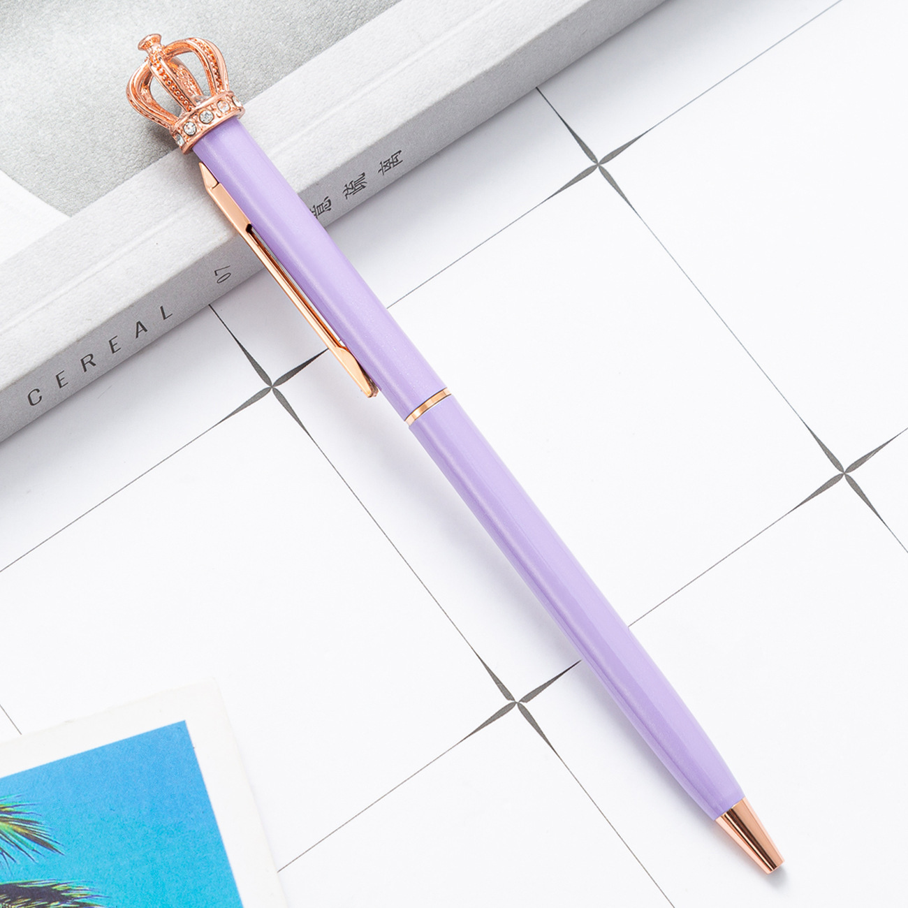 Lápiz de bola de metal de corona de dibujos animados de alto valor escolar lápiz de escritura de escritorio de oficina lápiz de firma lápiz de regalo al por mayor