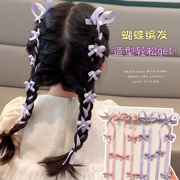 Niños de color arco trenzado correa de cabello niñas extranjero joyas de cabello niñas correa de cabello púrpura diamante flotante tocado