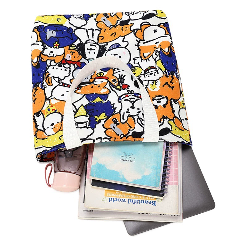 2023 новая Холщовая Сумка с мультяшным принтом, сумка через плечо для щенков, Женская Большая вместительная сумка для студентов, универсальная сумка