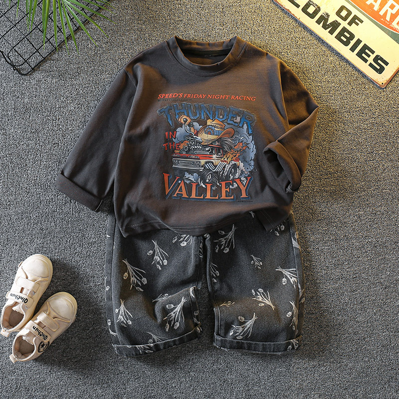 6088 traje de suéter para niños 2024 nueva primavera y otoño estilo occidental camisa de fondo para bebé niño otoño traje de dos piezas