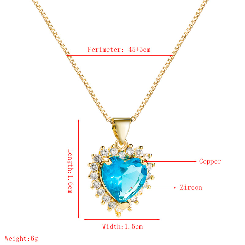 Fashion Hollow Heart Of The Sea Gemstone Copper Micro-inlaid Zircon Necklace display picture 1