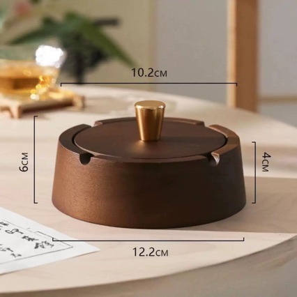 Cenicero de nuez en stock nuevo estilo chino de lujo ligero cenicero de oficina sala de estar doméstica grande con cubierta a prueba de cenizas volantes